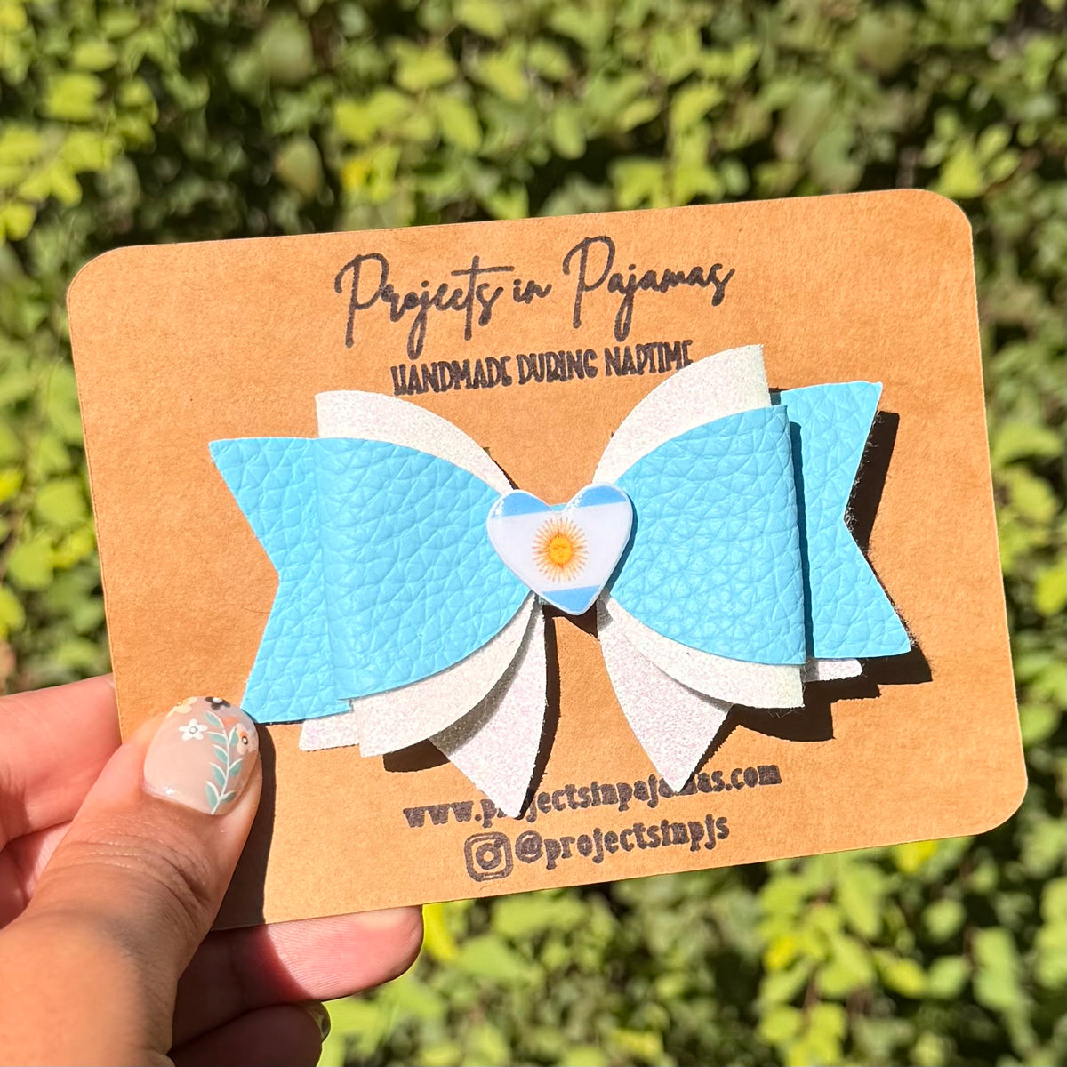 Argentinian Pride Hair Bow | Flag Charm Pigtails
