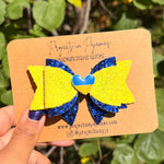 Ukrainian Pride Hair Bow | Flag Charm Pigtails