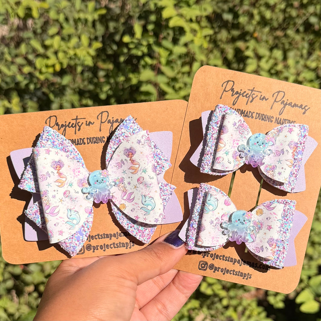 Pastel Purple Under the Sea Hair Bow | Mermaid Pigtail Set