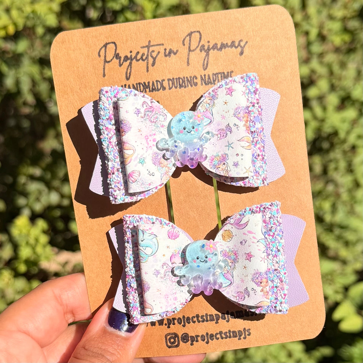 Pastel Purple Under the Sea Hair Bow | Mermaid Pigtail Set