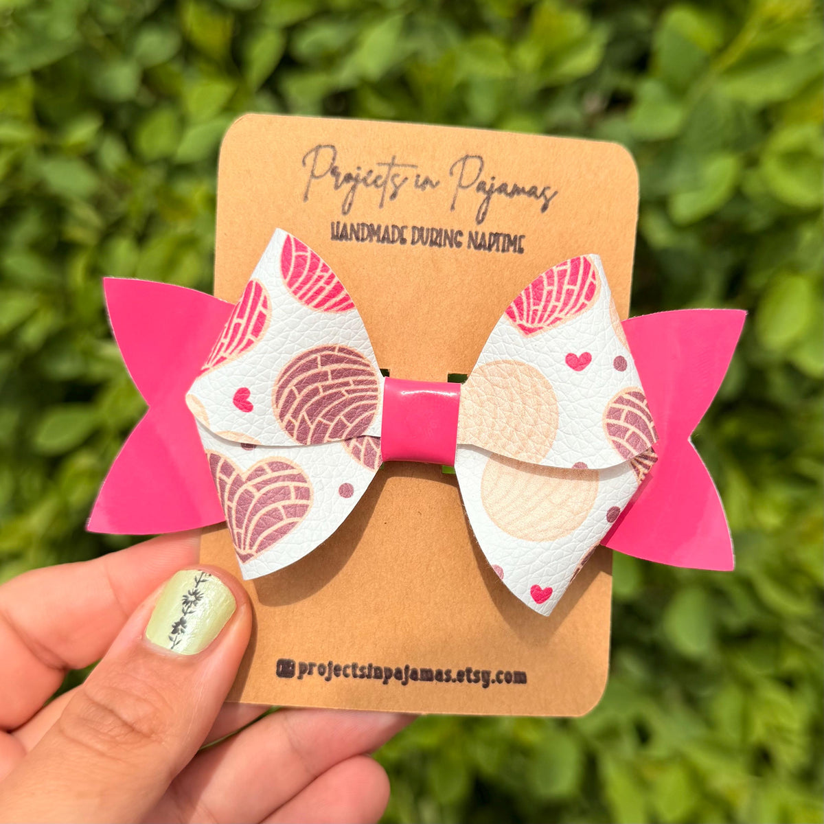 Concha Hair Bow | Pan Dulce Inspired Faux Leather Bow