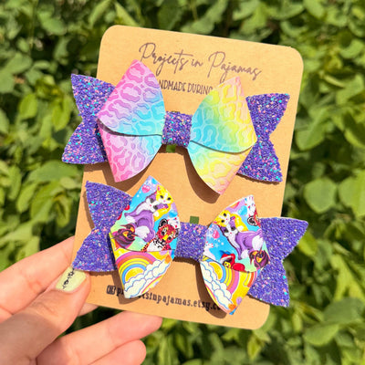 90s Inspired Rainbow Leopard Print Hair Bow