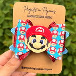 Mario Glitter Hair Bow