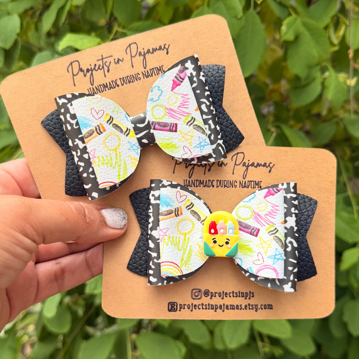 Crayon Composition Notebook Hair Bow | Back to School Hair Accessories