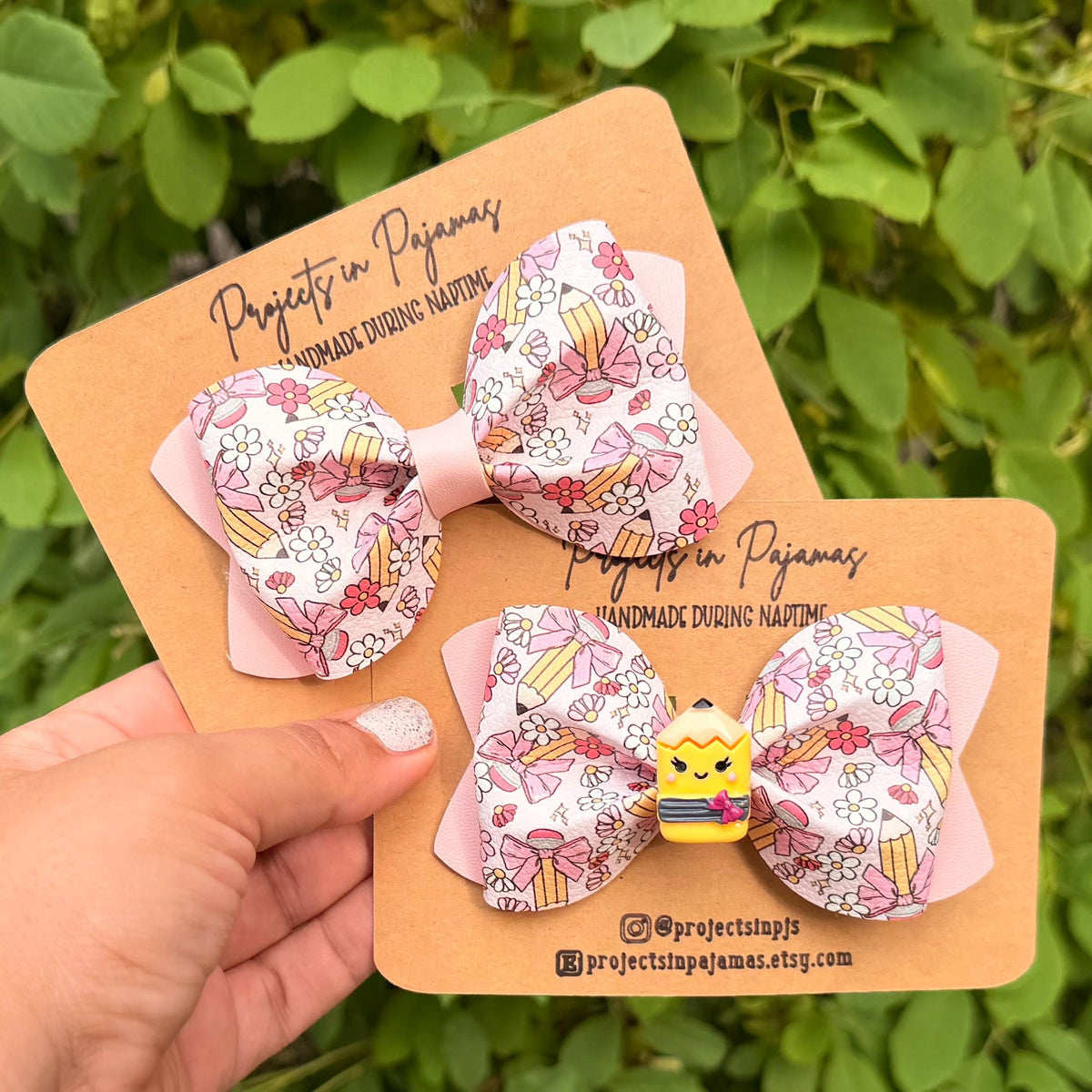 Floral Boho Pencil Hair Bow | Back to School Hair Accessories