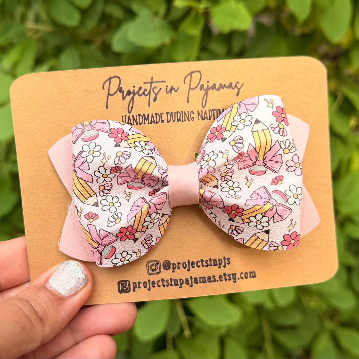 Floral Boho Pencil Hair Bow | Back to School Hair Accessories