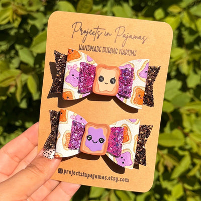 Peanut Butter & Jelly Pigtail Bows