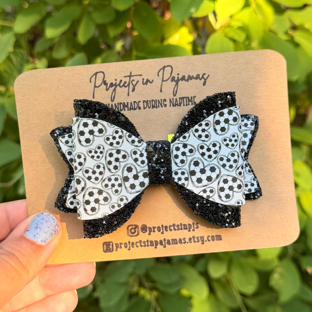 Soccer Hearts Hair Bow