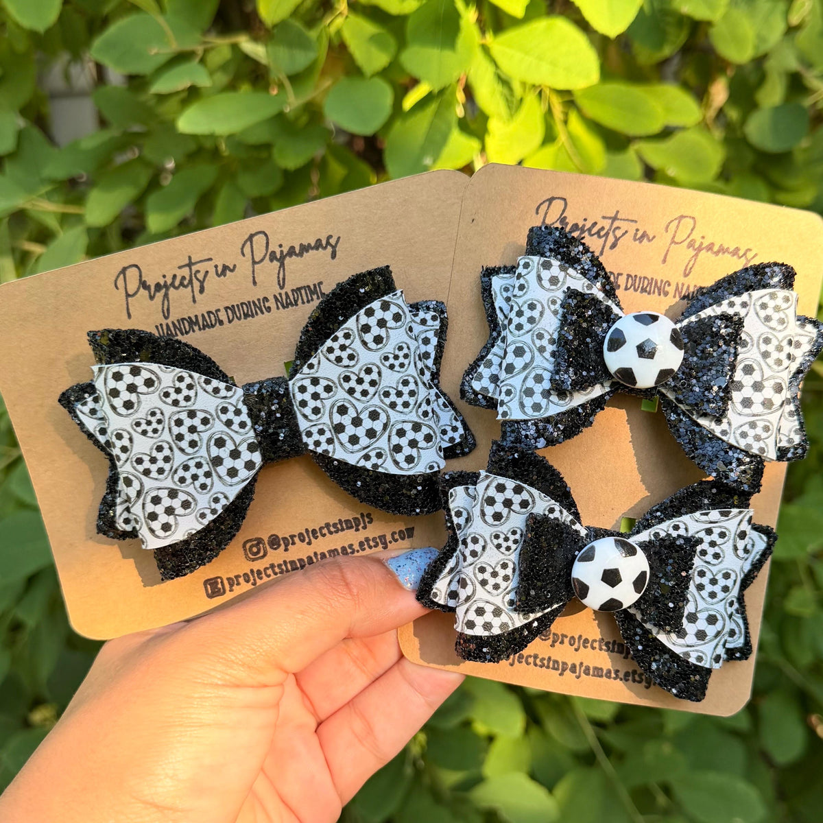Soccer Hearts Hair Bow
