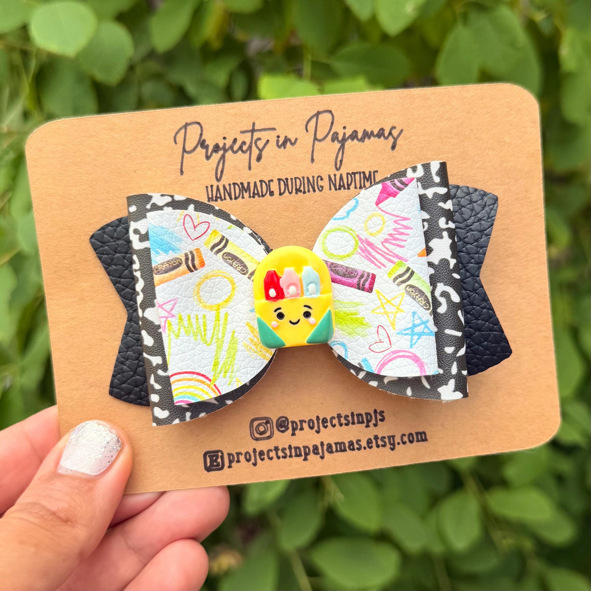 Crayon Composition Notebook Hair Bow | Back to School Hair Accessories