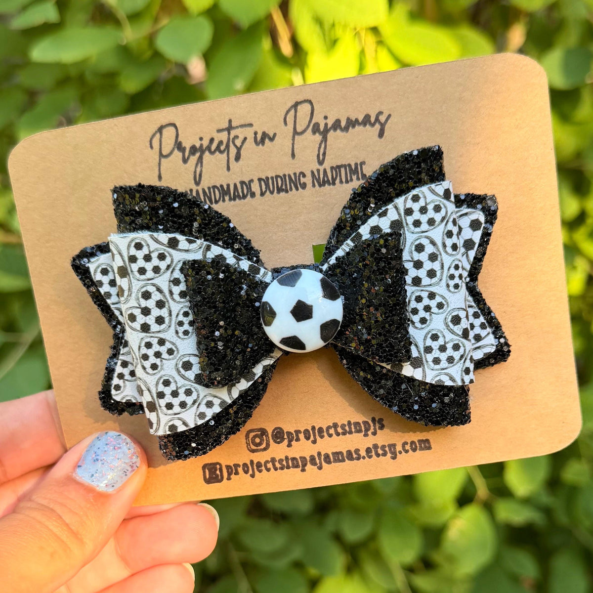 Soccer Hearts Hair Bow