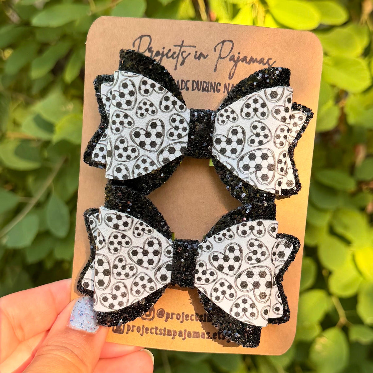 Soccer Hearts Hair Bow