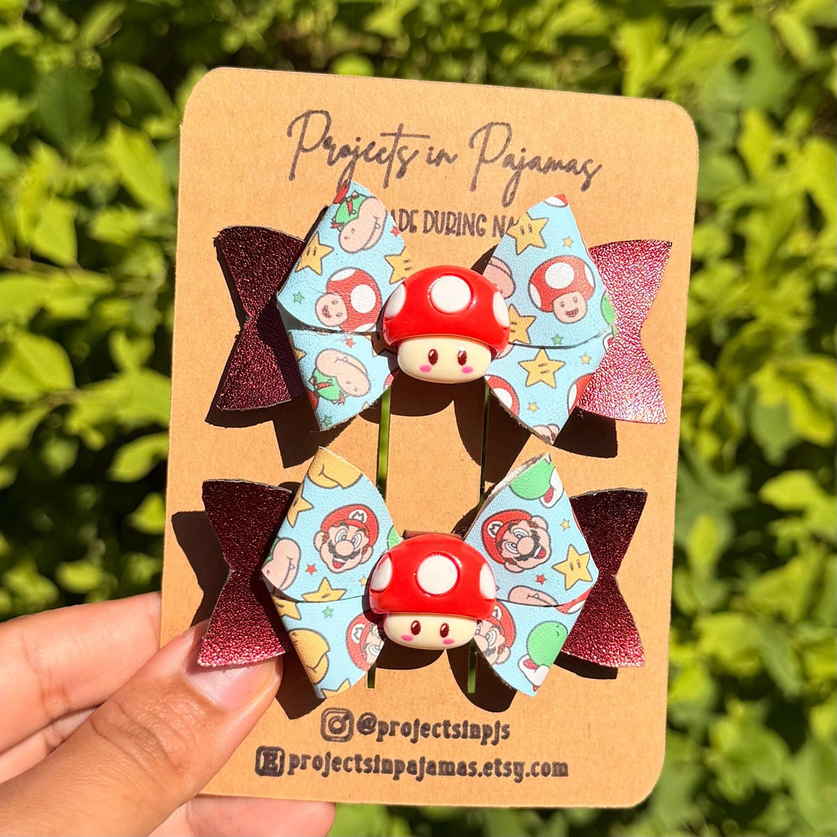 Mario Red Metallic Hair Bow