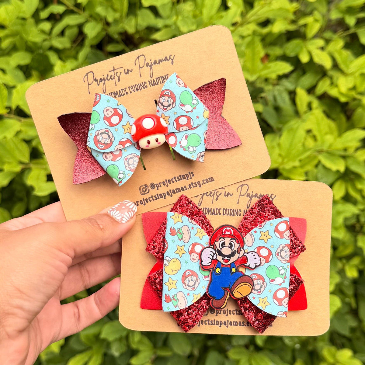 Mario Red Metallic Hair Bow