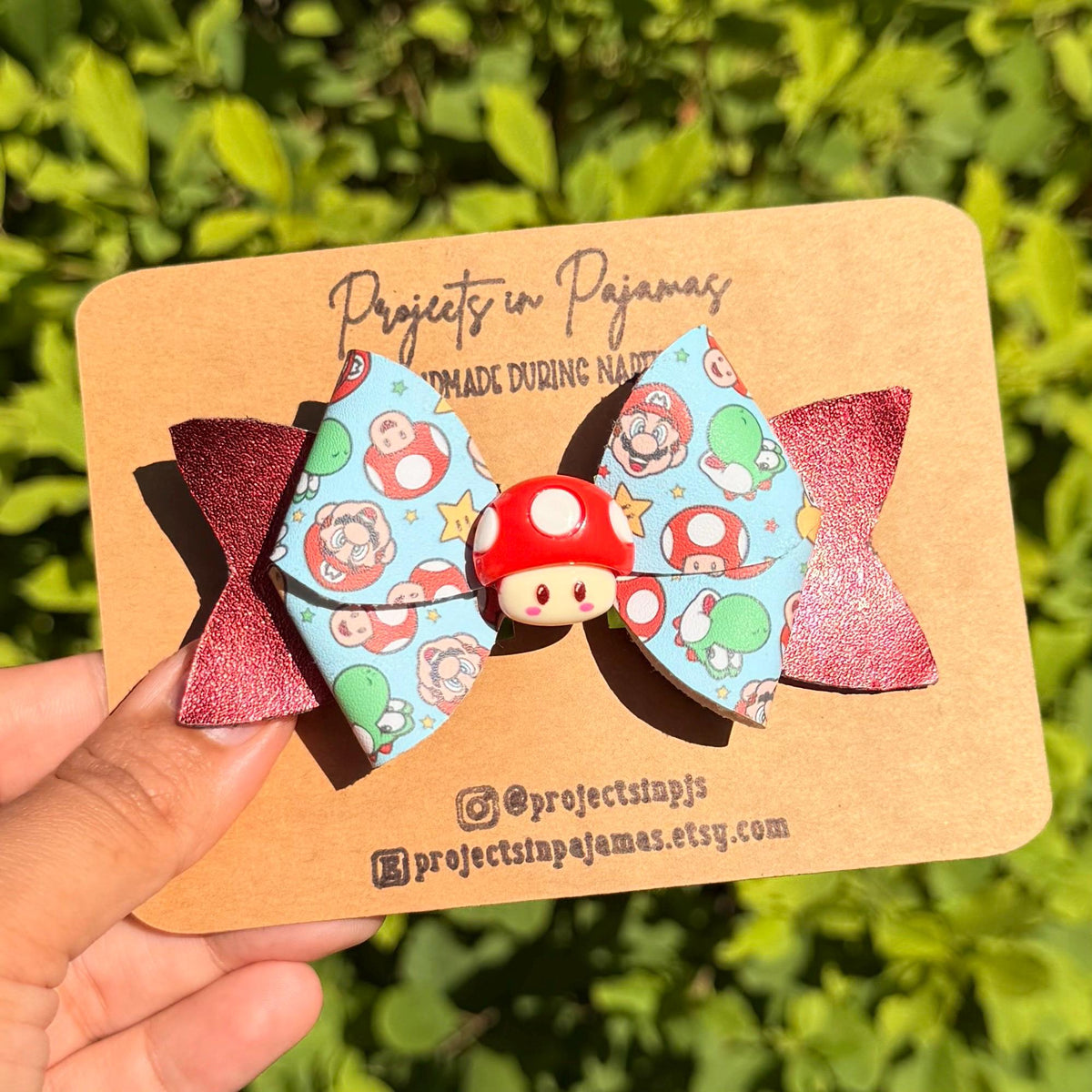 Mario Red Metallic Hair Bow
