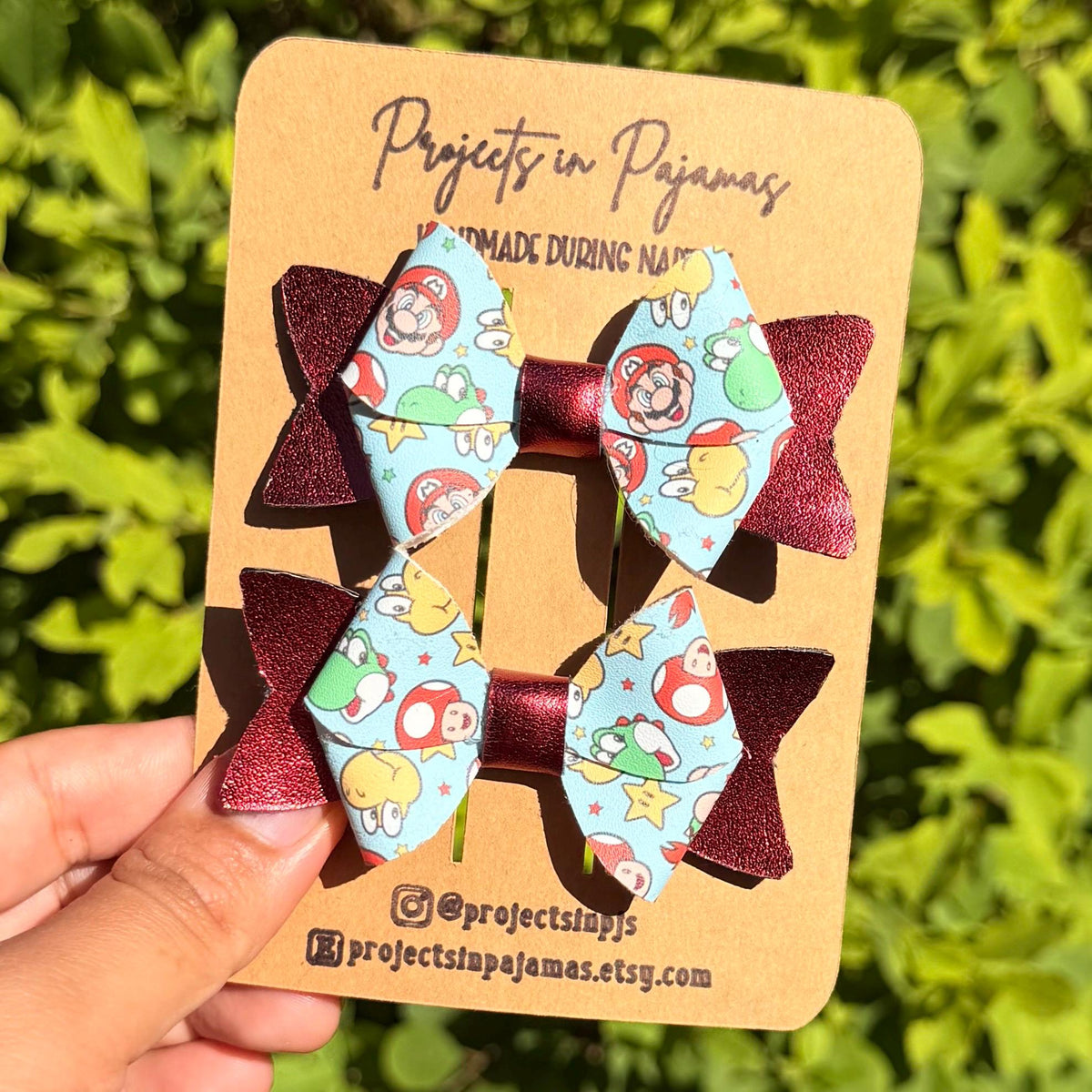 Mario Red Metallic Hair Bow