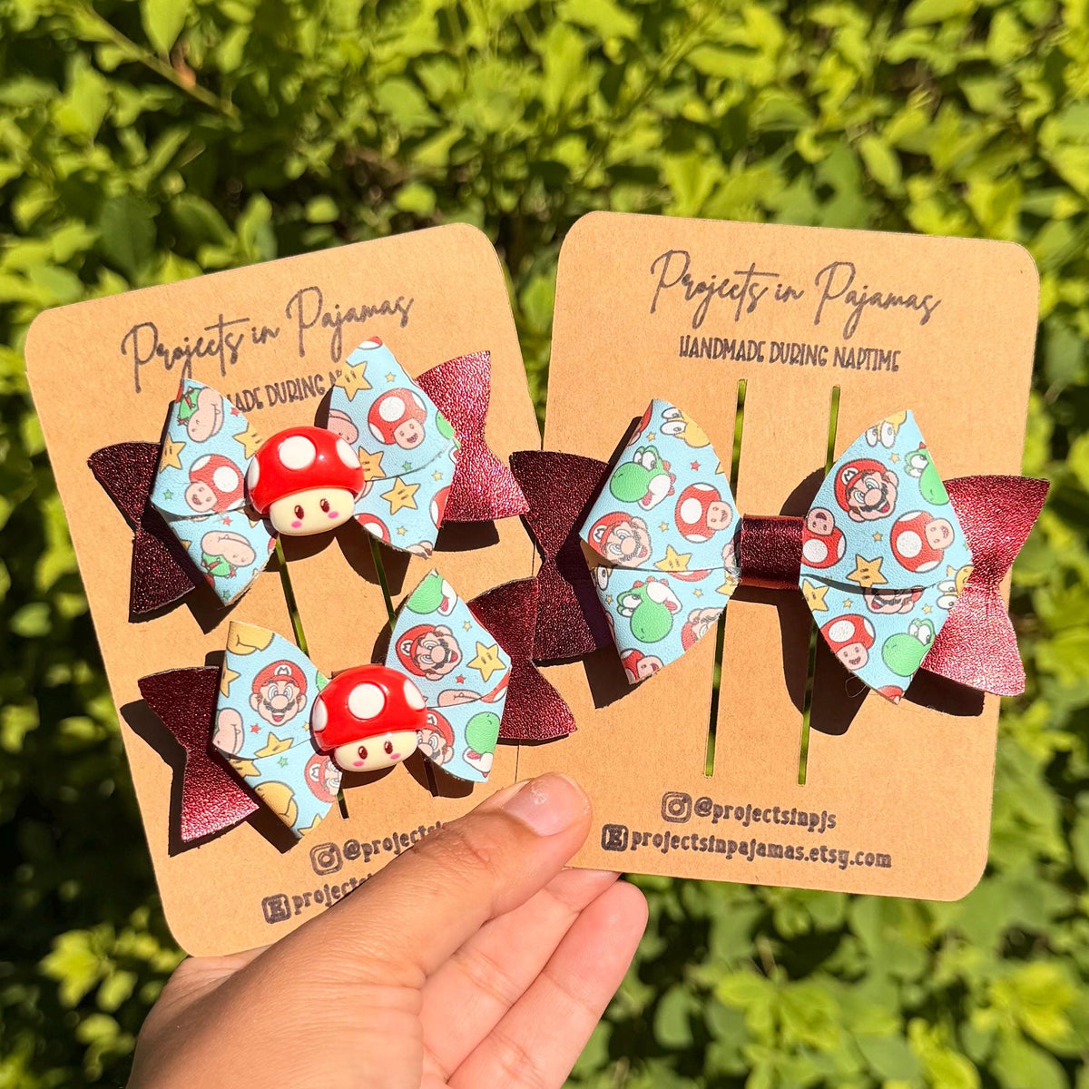 Mario Red Metallic Hair Bow