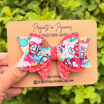 Mario Red Faux Leather Glitter Hair Bow