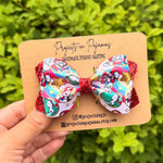 Mario Red Faux Leather Glitter Hair Bow