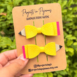 Pencil Hair Bow Pigtail Set | Back to School Hair Accessories