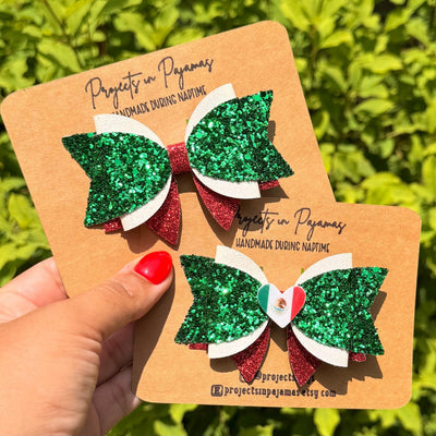 Mexican Flag Glitter Hair Bow