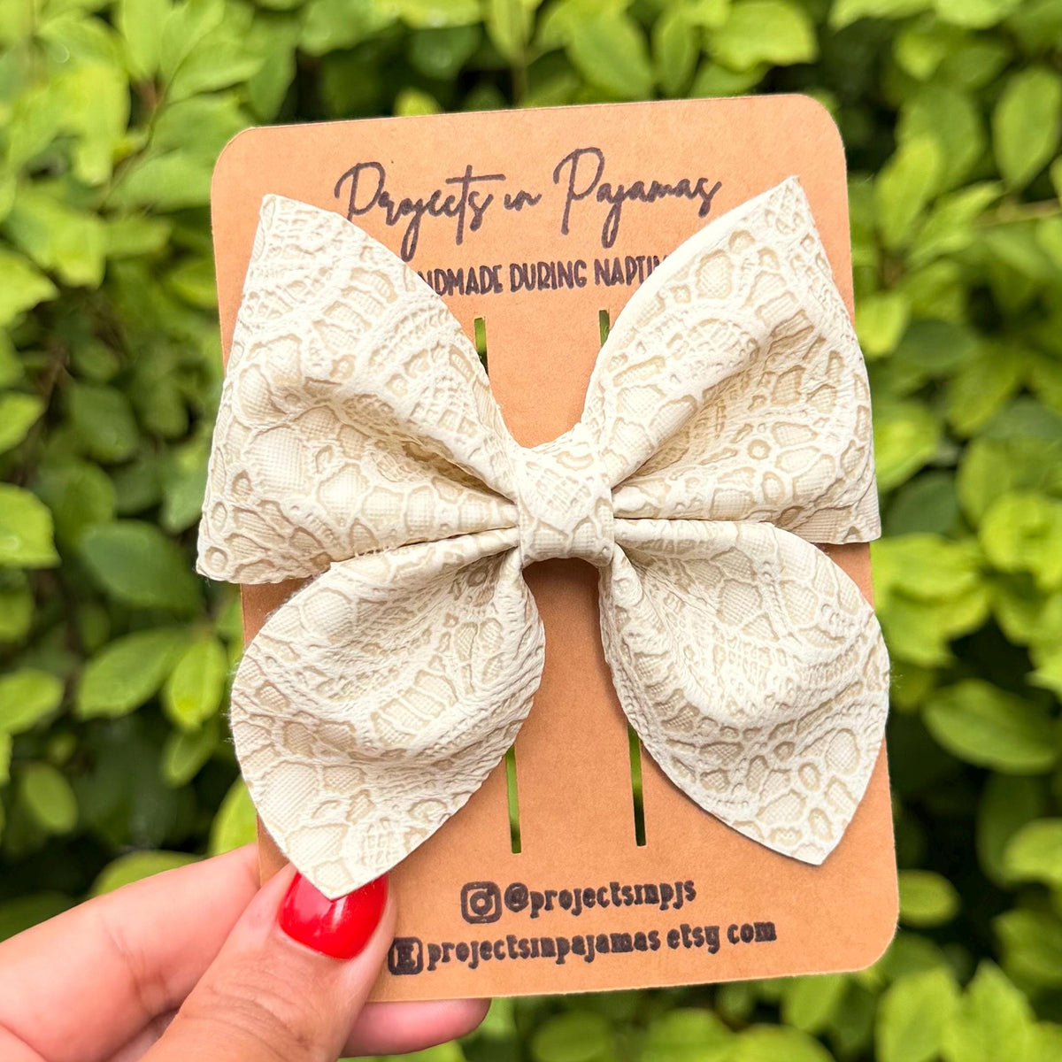 Lace Embossed Pastel Faux Leather Sailor Bows