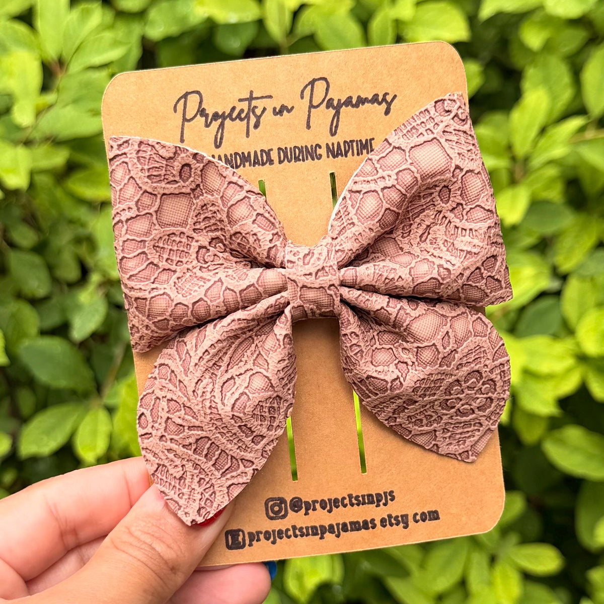 Lace Embossed Pastel Faux Leather Sailor Bows