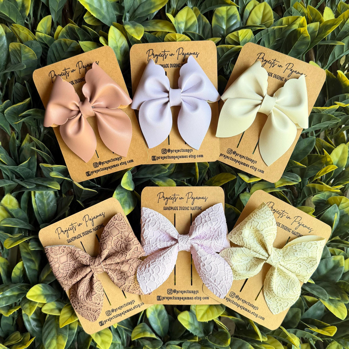 Lace Embossed Pastel Faux Leather Sailor Bows