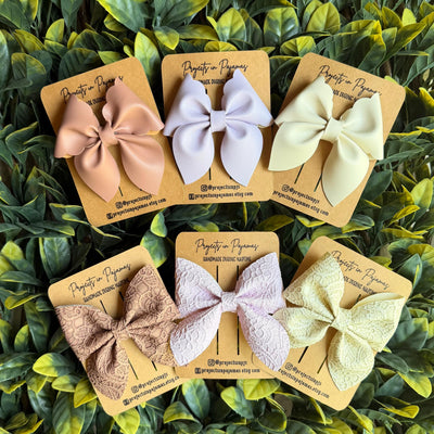 Lace Embossed Pastel Faux Leather Sailor Bows