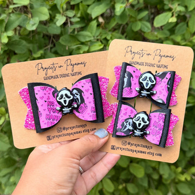 Pink Slasher Hair Bow | Horror Movie Inspired Accessory
