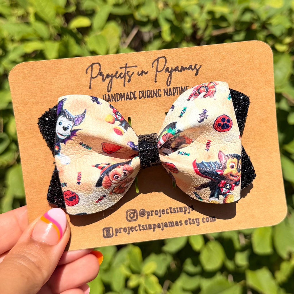 Rescue Pup Inspired Hair Bow | Halloween Glitter Bows