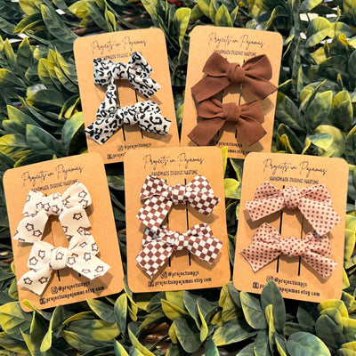 Fall Neutral Mini Pigtail Hair Bows