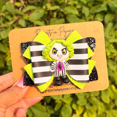 Beetle Beetle Beetle Spooky Striped Hair Bow