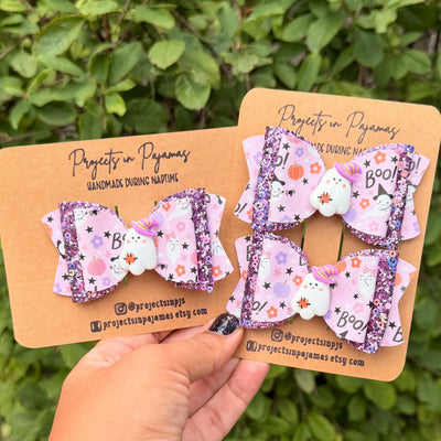 Purple Ghost Halloween Hair Bow