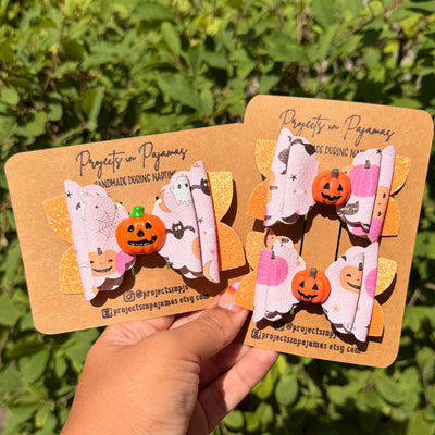 Pink Pumpkin Halloween Hair Bow